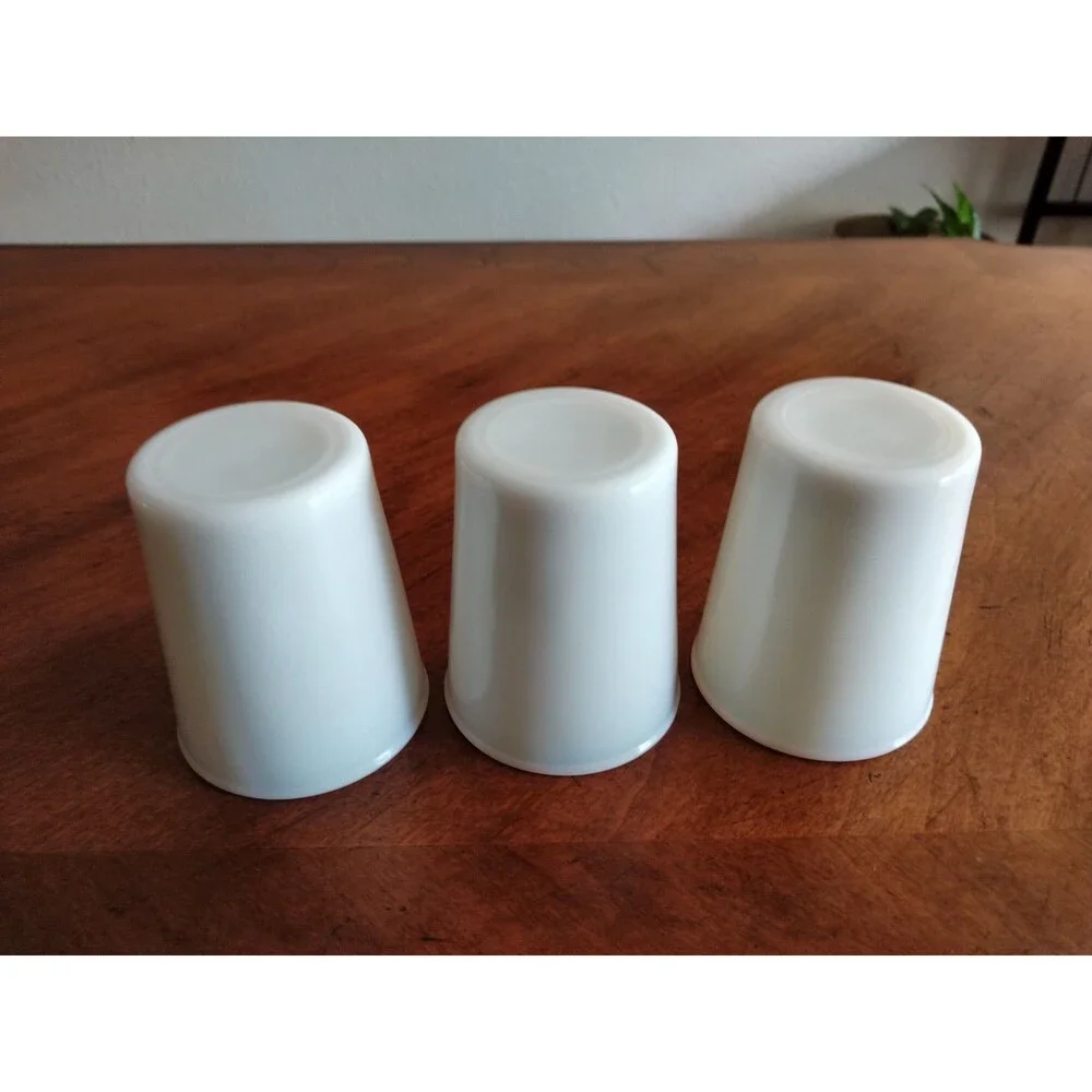 Lot 3x Vtg Opalescent Opaline Milk Glass Tumblers 3.5